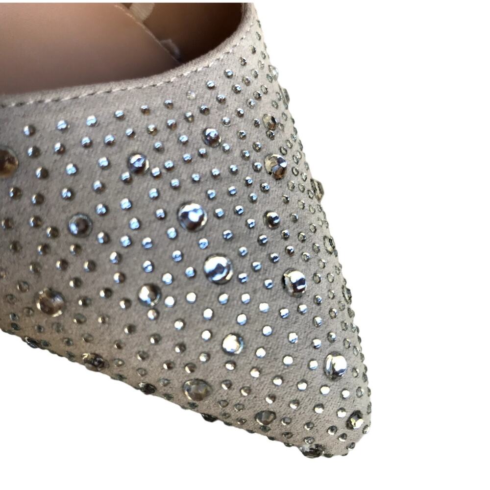 BCBGeneration Dove Gray Crystal Encrusted Sparkly Stiletto Heel Pumps size 8 - Picture 10 of 12